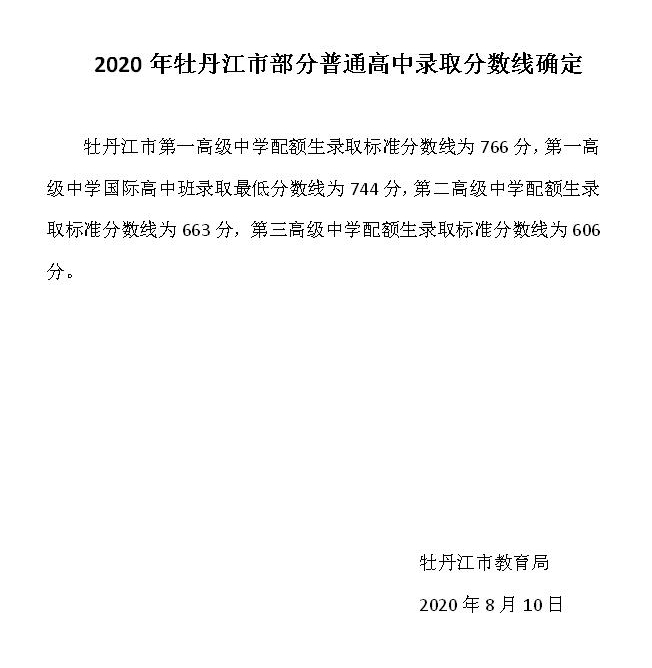 2021年牡丹江中考分数线,牡丹江2021高中录取控制分数线