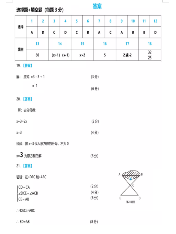2021年柳州中考数学试卷及答案解析第1页
