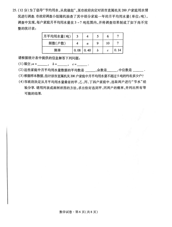 2021年青海西宁中考数学试卷第六页